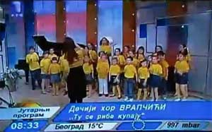 Nastup  beogradskog dečjeg hora "Vrapčići" u  "Jutarnjem  programu" na RTS-u, 1. maja 2010. godine
